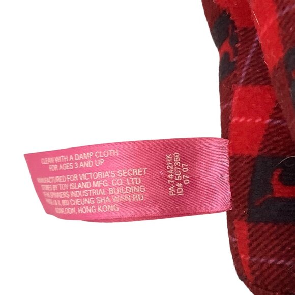 Victorias Secret PINK Plaid Plush Dog Red Black Checkered Stuffed Animal 8.5"x6" - Picture 6 of 8